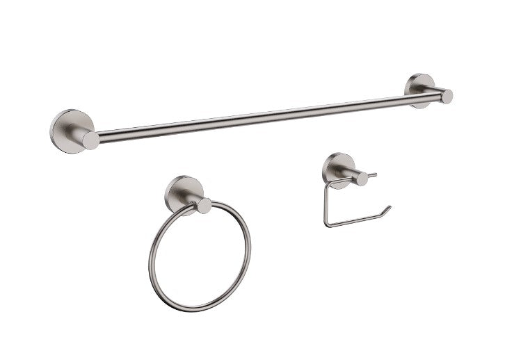 3 Piece Bathroom Accessory Kit, Brushed Nickel