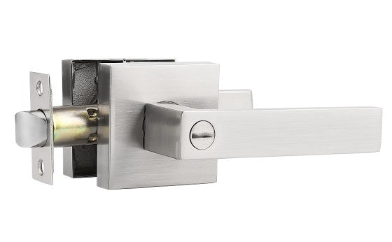 Square Style, Heavy Duty Privacy Door Lever, Brushed Nickel