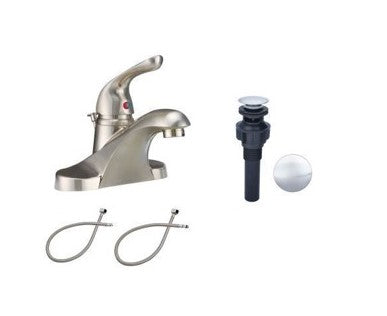 Bathroom Faucet , Centerset , Single-Handle  Plastic Pull Up Drain , Brushed Nickel