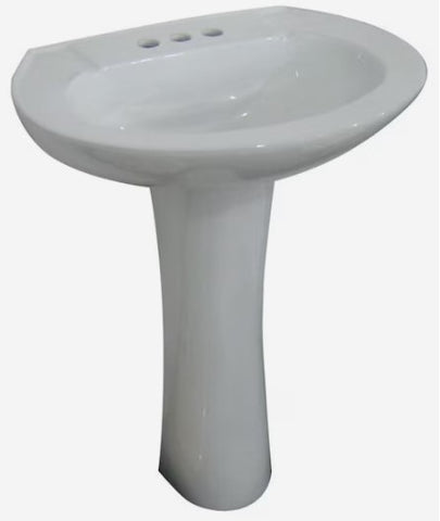 33.66 in H White Vitreous Pedestal Sink Combo (22.64 in x 18.11 in)