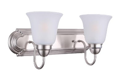 Twin Vanity Light, Brushed Nickel w/ Bell Shaped Frosted Glass