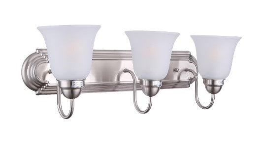 Triple Vanity Light, Brushed Nickel w/ Bell Shaped Frosted Glass