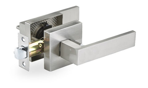 Square Style, Heavy Duty Passage Door Lever, Brushed Nickel